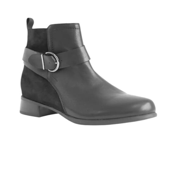 NWOT Munro Leather Chestnut Buckle Booties Black Combo – Sz 9N - Picture 4 of 8